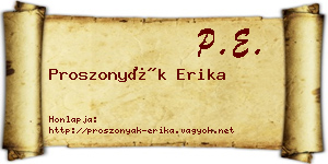 Proszonyák Erika névjegykártya
